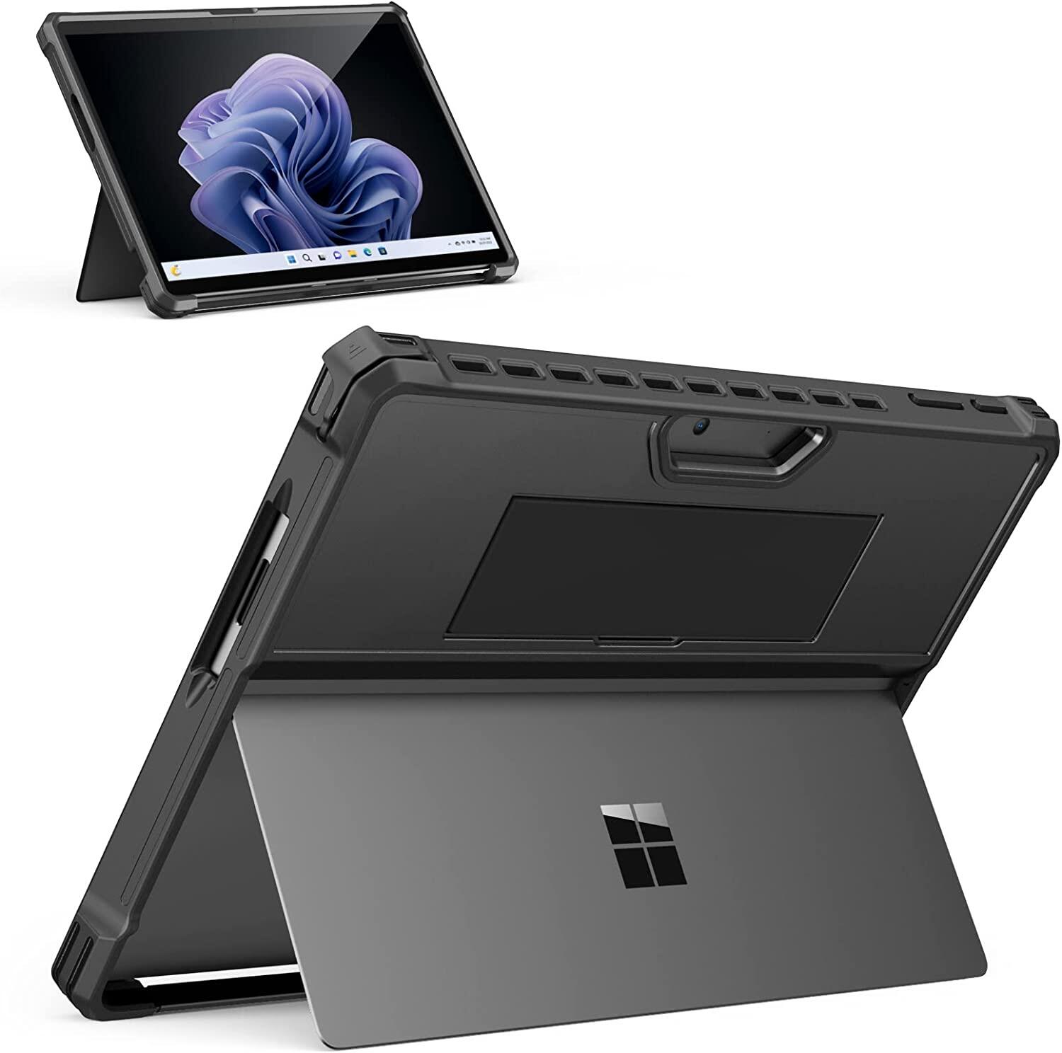 MoKo Case Compatible with Microsoft Surface Pro 9 / Pro 9 5G 13-Inch 2022 - All-In-One Protective Rugged Cover Case with Hand Strap & Compatible with Type Cover Keyboard Fit Surface Pro 9