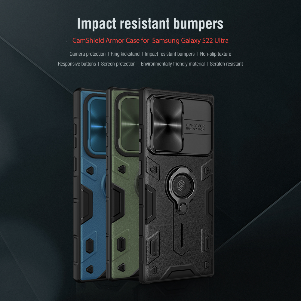 Samsung Galaxy S22 Ultra / S21 Ultra / S21+ / Plus / Note 20 / Ultra  - Nillkin CamShield Armour Case Full Coverage Matte Shock Resistant Case Casing Cover Camera Protection Scratch Proof Anti Slip Ki