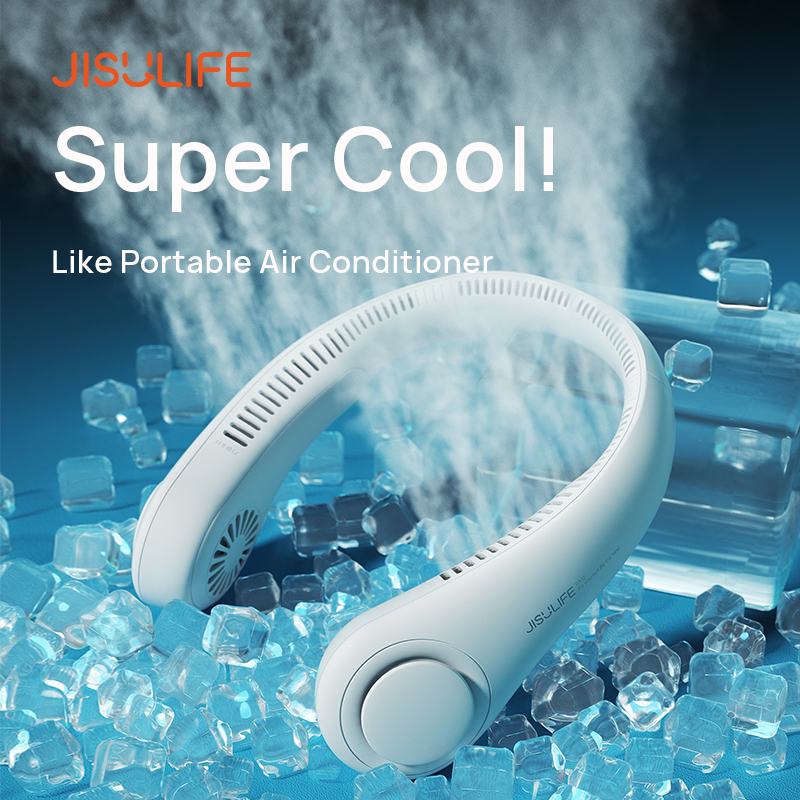 JISULIFE Portable Neck Fan Hands Free Bladeless Hanging Sport Cooling Fan Wearable Personal Leafless Desk